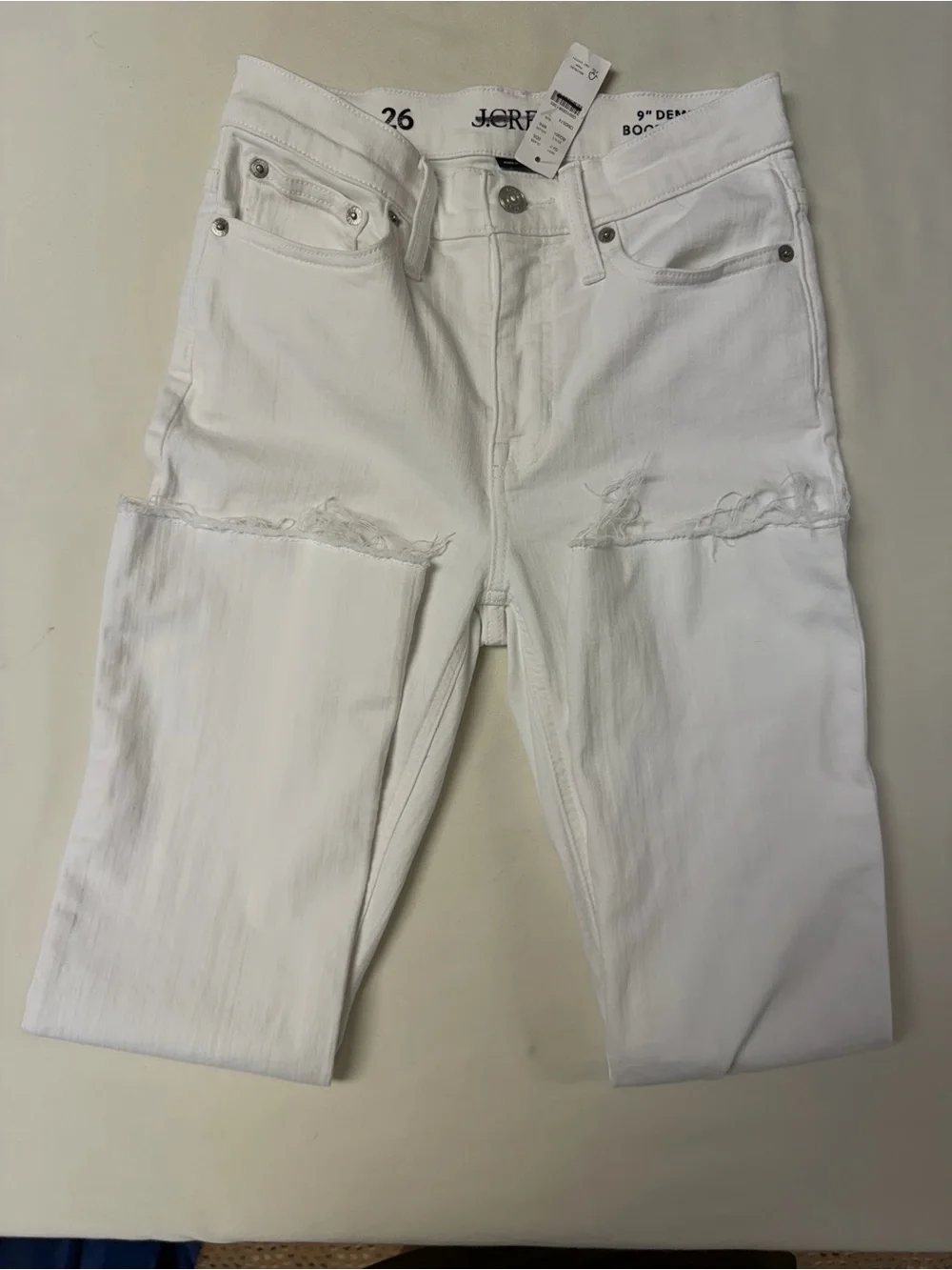 NWT — J. Crew 9” White Demi Boot Crop Jeans Women’s Size 26  BQ301